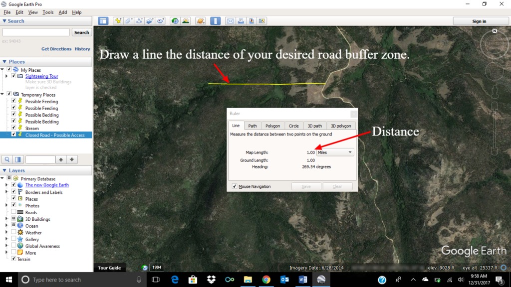 E-Scouting For Elk With Google Earth - How to use google earth ruler function
